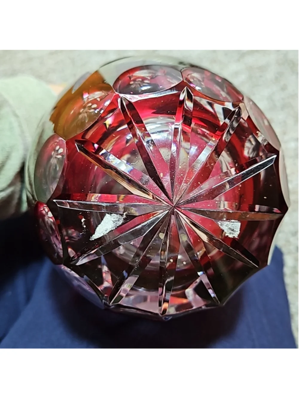 Natchtmann Bleikristall Crystal Germany Vintage Cranberry Cut Glass Decanter